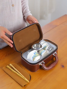 [Malaysia Ready Stock]Suet-Fat Jade White Porcelain Tea Pot Traveling Set 羊脂玉瓷旅行茶具套装家用盖碗功夫茶杯户外便携式用品旅游CJ18