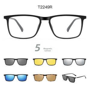 PUSHIDUN | 5-in-1 Magnetically Attached Prescription Compatible Polarized Sunglasses for Driving