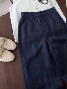 Skin-Friendly Silk-Linen Straight Leg Pants Cool And Breathable Early Autumn Casual Trousers High Waist Long Pants for Women