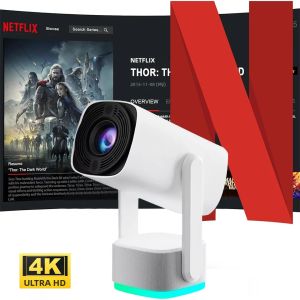 Máy Chiếu Thông Minh KaiAqua 4K Android 11 Tích Hợp Pin Loa Bluetooth WiFi Tự Động Lấy Nét Máy Chiếu Phim Ngoài Trời Với Chức Năng Chỉnh Hình Thang
