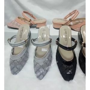 Sandal heels pesta anak perempuan terbaru sandal sepatu brukat tali belakang anak perempuan
