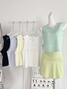 Womens Fitness Sleeveless Top Breathable Quick Dry Loose Yoga Sport Vest Short Length Outdoor Dance Gymnastics Training Top