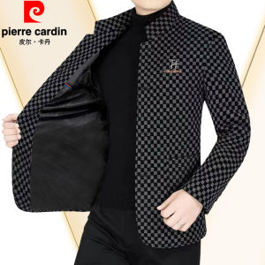 Pierre Cardin Mens Mid-Year Thickened Woolen Jacket Stand Collar Fleece Lined Autumn Winter New Style Business Casual Coat
