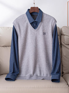 High Quality Mens Knitted Shirt Stand Collar Fleece Lined Thickened Casual Business Style Fashionable Urban Loose Fit Winter