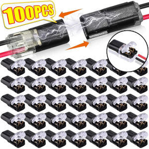 100PCS Double Wire Plug-in Connectors with Locking Buckle Car Wire 2 Way Terminal Block Waterproof Quick Connector Cable Clamps