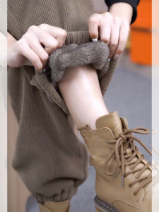 Thickened Lamb Velvet Fleece Womens Sports Pants High Waist Long Trousers Harlan Style Casual Pants for Autumn Winter