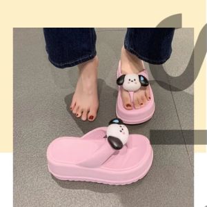 QXshop รองเท้าแตะแฟชั่นผู้หญิงทรงหูหนีบสูง2นิ้ว สีสันสดใส 5 สี แถมตัวตอดลายหน้าน้องหมาสุดกรุบกริบ พร้อมส่ง