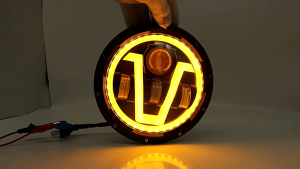 HOL Car Headlight 7 Inch H4 LED Car Light DRL Angle Eyes Ring Halo 12V 24V Hi/Lo Turn Signal for JEEP Wrangler JK TJ LJ CJ7 Lada Niva Offroad Beetle