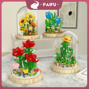 PAIFU Mini Building Block 3D DIY Assembled Flower Bouquet Decoration Micro Bricks Nano Block Small Particles Blocks Building Set Toys Gift Others With Protective Cover Send Greeting Card