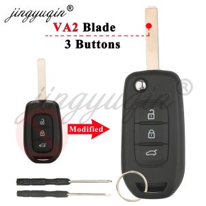 Jingyuqin Upgrade Flip Car Key Fob Case Shell for Renault Symbol Trafic Twingo Clio 4 Dacia Logan Sandero Dokker Duster VIVARO