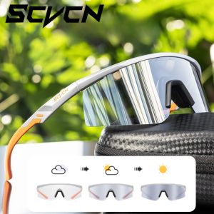 SCVCN | SCVCN Photochromic Sunglasses UV400 Cycling Glasses Bicycle Glasses Sports Mens MTB Road Bike Eyewear Protection Goggles UV400