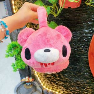 Cute pink plush earmuffs with a bear - shaped design. Soft cozy and perfect for adding a sweet touch to cold days.