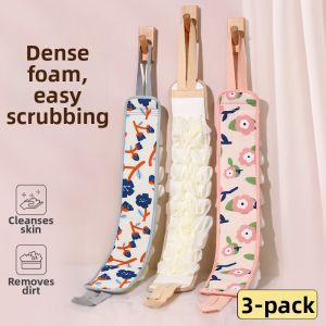 Double-sided Bath Towel with Loofah Strong Scrubbing Ladies