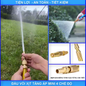 Đầu vòi xịt tăng áp bằng đồng rửa xe tưới cây điều chỉnh nhiều chế độ
