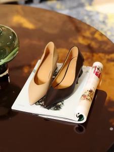 JESSICA SOPHIA | Soft Comfortable Professional Work Shoes Black Low-cut Pointed Toe Thick Heel High Heels
