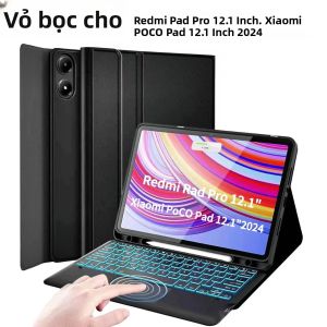 Ốp Lưng Redmi Pad Pro 12.1 Inch Kèm Bàn Phím Bluetooth Bàn Phím Không Dây Tháo Rời Cho Xiaomi POCO Pad 12.1 Inch 2024 Chất Liệu TPU Chống Sốc Chống Nước