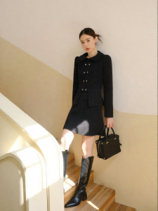 XXNING | French Chic Slit Collar Blazer and Skirt Outfit