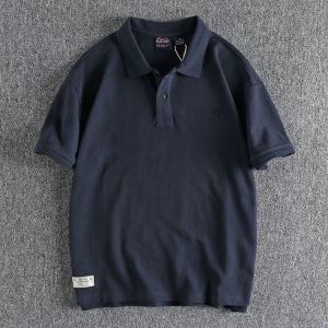 Áo Thun Polo Thêu Cỡ Lớn Mùa Hè Thường Ngày Rộng Rãi Cổ Polo Tay Ngắn Chất Liệu Cotton Pha Trộn Dành Cho Nam Và Nữ