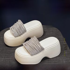 Giày Đế Xuồng Đế Cao Gót Trong Mùa Hè Cho Nữ Đế Xuồng Đế Phẳng Đính Pha Lê Đế Dày Thời Trang Thường Ngày