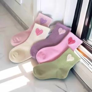 5Pairs/lot Kids Socks For Girls Fashion Princess Childrens Girls Socks Spring Autumn Sweet Love Child Student Sport Sock 1-14Y