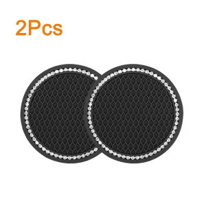 Shiny Rhinestone Auto Cup Mat Non-Slip Silicone Water Cup Holder Pad Waterproof Round Interior Ornamental Coaster