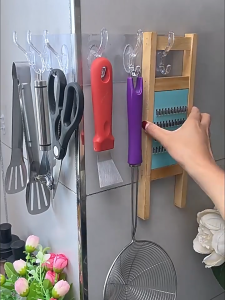 [SG Seller] Transparent Wall Hooks Strong Self Adhesive Hooks Door Wall Hangers Hooks for Kitchen Bathroom