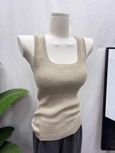 U-Neck Wide Strap Knitted Base Shirt Inner Wear Summer Outdoor Spring Autumn Underwear Womens Fashion Top Bottom Shirt