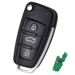 KEYECU 8X0 837 220 D 8X0837220D 433MHz ID48 Chip for Audi A1 Q3 TT R8 2006-2017 Replacement Flip Remote Key Fob 3 Buttons