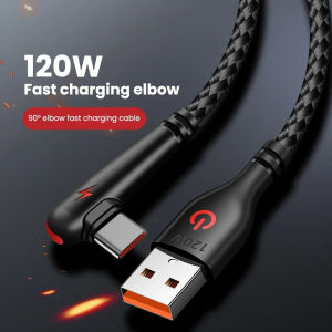 1Pcs 120W USB Type C Cable 90 Degree Elbow Fast Charging Phone Charger Data Cord For Samsung Xiaomi Huawei Quick Charge Cable