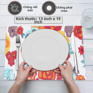 Bộ 2/4/6 Tấm Lót Bàn Cách Nhiệt Chống Trượt VIKAMA Thanksgiving Farmhouse Wind Flower Dùng Để Trang Trí Phòng Ăn Nhà Bếp