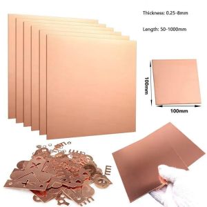 1pcs Coppers Sheet Coppers Plate Coppers Metal Plate Thickness 0.25mm-8mm 100x100mm 200x200mm Long 50mm-1000mm