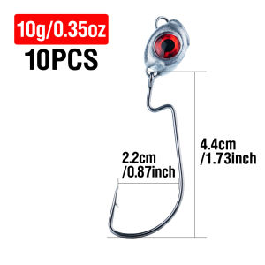 AKAKUMA | 10Pcs 3D Eyes Swimbait Jighead Crank Hook 3.5g-10g Free Swing Offset Fishing Hook for Soft Bait Worm Hooks