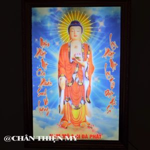 Tranh Phật A Di Đà Có Đèn Trang Trí Bàn Thờ Treo Tường Phòng Thờ DADĐĐ-57