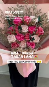 HER.FLORIST 15PCS Soap and Dried Flowers Bouquet / Buket Bunga Sabun dan Bunga Kering Hadiah Kado
