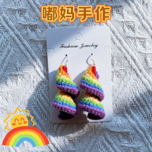 Handcrafted Rainbow Spiral Earrings 925 Silver Finished Fashionable Personality Ear Jewelry Clip on Alloy Plated Silver Gold