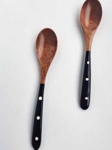 Korean Style Long Handle Wooden Spoon Creative Natural Painted Soup Spoon Dining Utensils Dessert Spoon Wooden Kitchen Tools