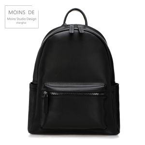 Mons Moins Mens and Womens Leather Top Layer Backpack 13-Inch 15-Inch South Korea Casual Large Capacity Computer Bag