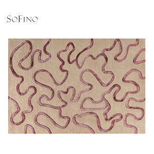 SoFINO | Elegant Minimalist Black and White Handmade Wool and Silk Carpet