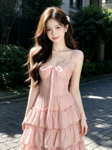 CHANGTONG | Elegant Fitted French Style Summer Strap Dress