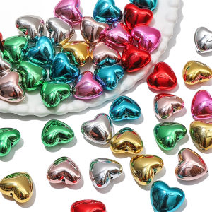 4Pcs 20Mm Kim Loại nhựa acrylic nhiều màu hạt hình trái tim Quyến Rũ Cho Vòng Cổ Bông Tai Vòng Đeo Tay Tự Làm Phụ kiện làm đồ trang sức