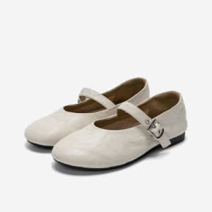 Q.VONTON | Imported Crumpled Sheepskin Mary Jane Shoes for Women Spring Summer Soft Sole