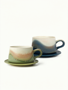 Spiral | Couple Gift Ceramic Coffee Cup and Saucer Set