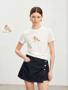 Vero Moda | Embroidered Letter Cartoon Dog Print Summer Tshirt