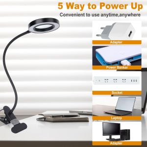 Magnifying Glass with Light Clip on Mganifier Desk Lamp Magnifying Glass wtih Clamp 3 Modes Dimmable for Work Crafts DIY Repair