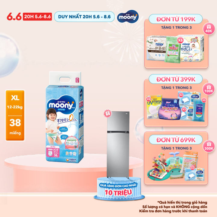 Tã/Bỉm quần cao cấp Moony Blue size XL 38 miếng (12 - 22kg) dành cho bé gái