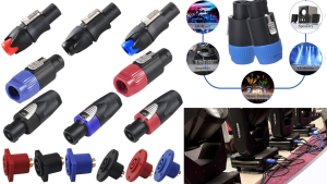 OneAudio 1 ชิ้น ปลั๊กลำโพง Speakon หัวแจ็ค+ช่องลำโพง ขั้ว 4 ขา ชุบทอง สำหรับเครื่องเสียง ลำโพง เวที PA