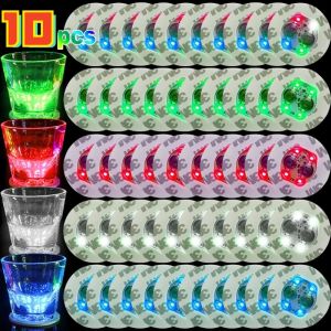 1/10 chiếc tàu lượn Led dính chạy bằng pin đế lót ly dạ quang cho bữa tiệc tại Bar chai thủy tinh trang trí cốc