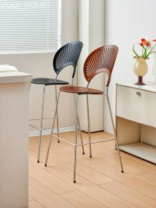 ZOOI HOME Shell Chair Bar Stool Home Designer Sun Dining Chair Nordic Style Simple High Table Chair Fixed Non-rotatable