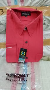 Wendya.T Kemeja Pria Formal Warna Merah Cabe✓Kemeja Polos Lengan Panjang