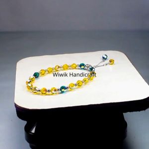 Gelang Tangan Wanita Swarovski Original Kristal Kuning Hijau Bulat 6 mm Stainless Tahan Karat Kado Hadiah Terbaru
